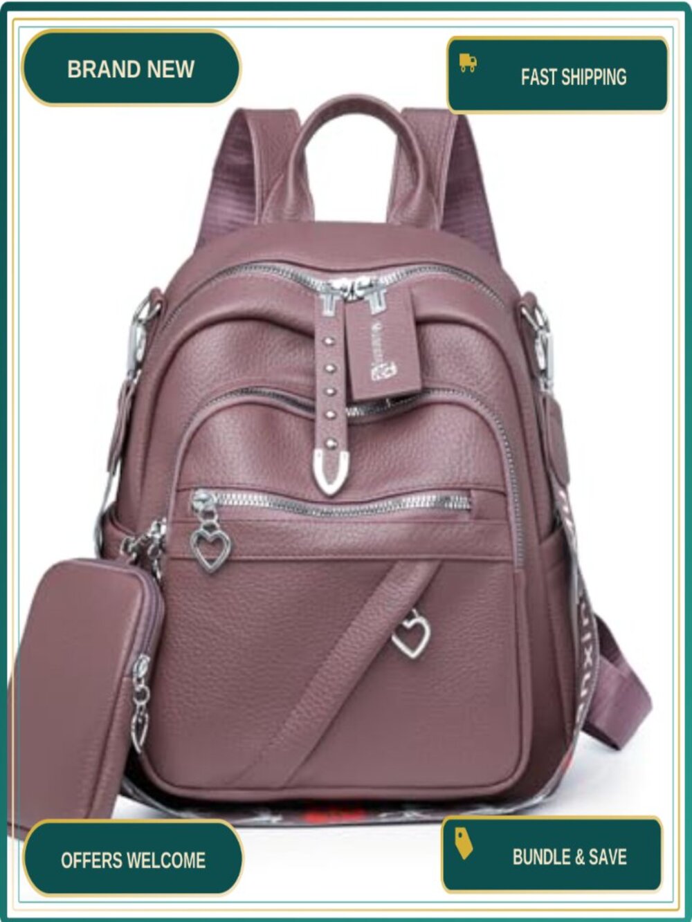 Small Convertible Vegan Leather Backpack Purse Multi-Way Daypack